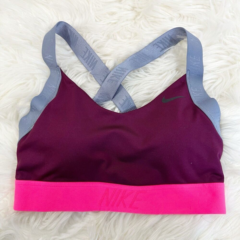 Nike Women’s Sports Bra Plum with Pink Band and Gray Straps